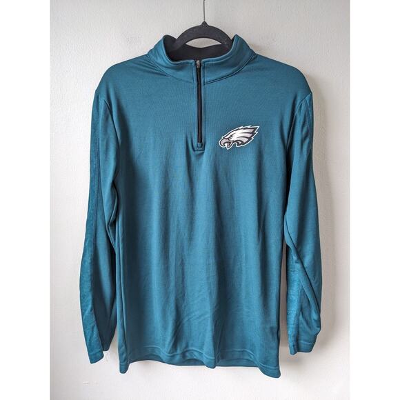NFL Team Apparel Mens Size Small Eagles Shirt Dark Green Quarter Zip Long Sleeve - Picture 4 of 11